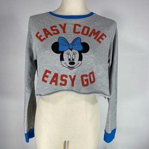 Disney Minnie Mouse Grey Cropped Sweatshirt Sz S